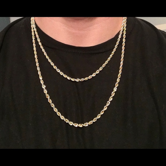 Gold Rope Chain 20in 24in 4mm Bundle Set - Picture 1 of 6